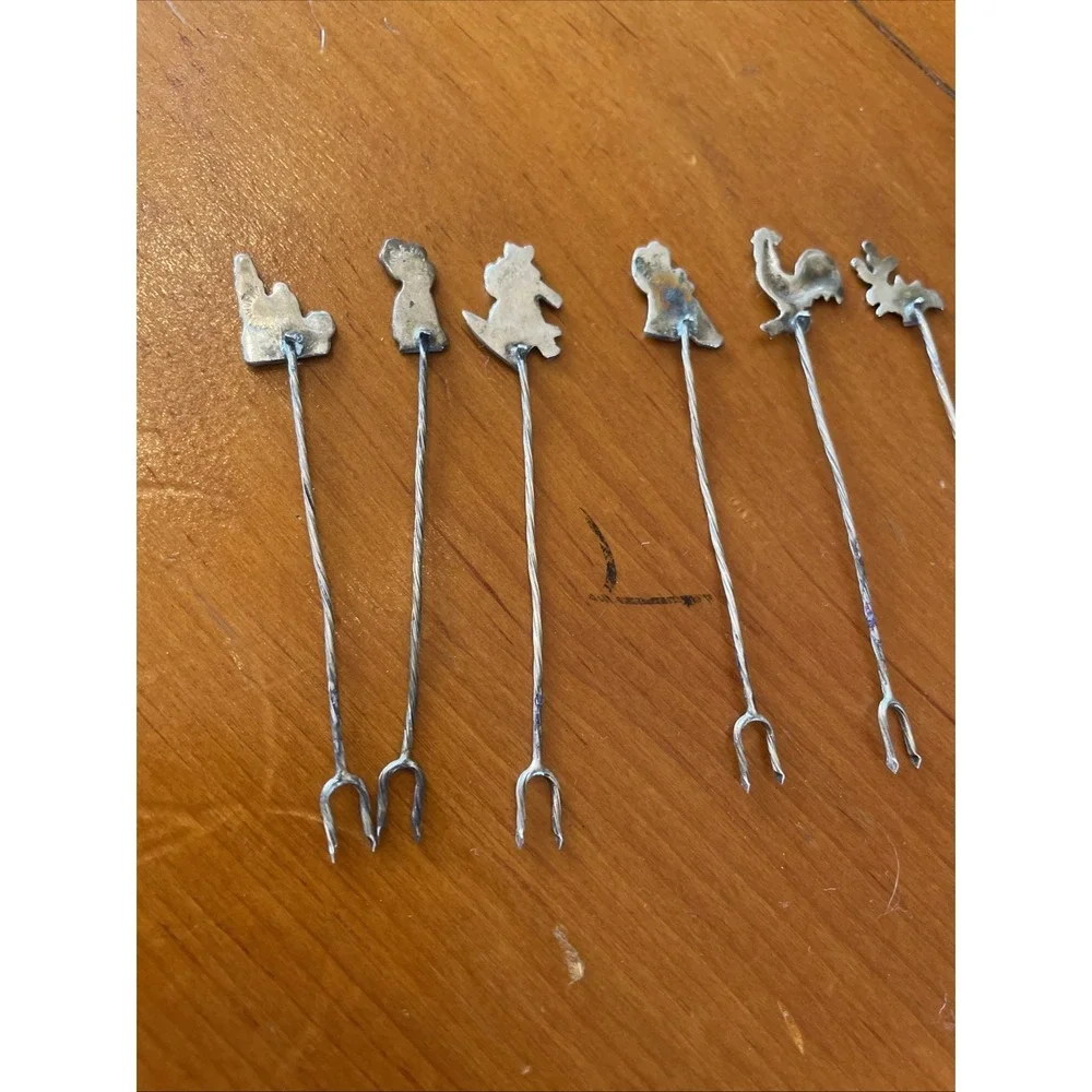 Vintage Hors D'oeuvre Cocktail Forks Picks Lot Of 9 Mexican